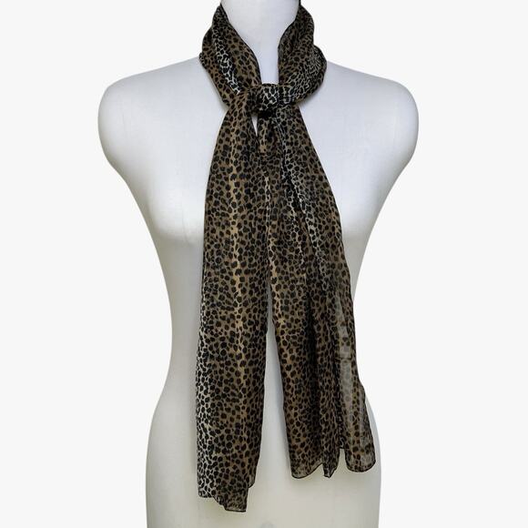 Womens Animal Print Scarf Brown Black Tonal Colors Soft Drape Rectangle 15x57 - Picture 4 of 11